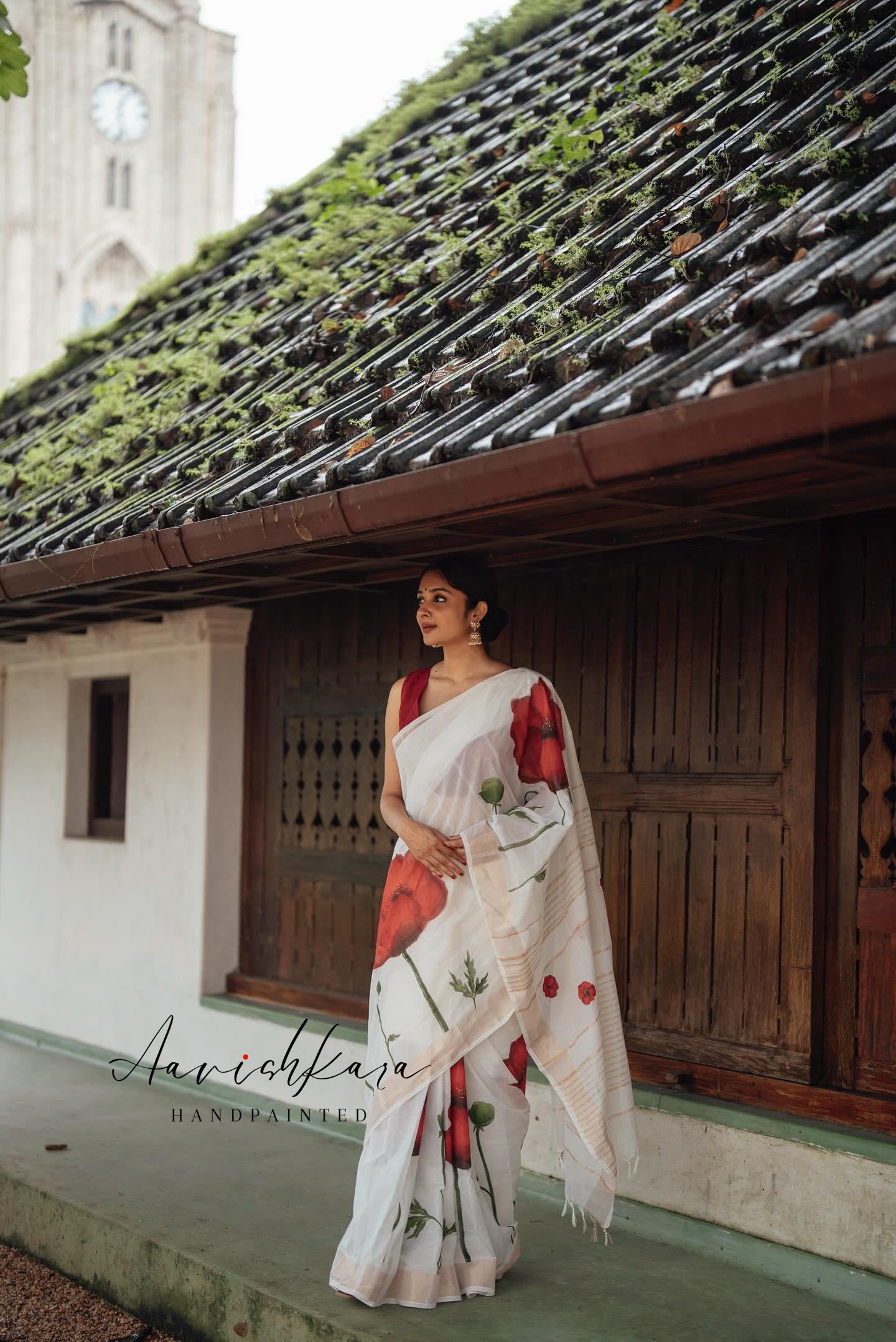 Poppies | Hand-painted Saree